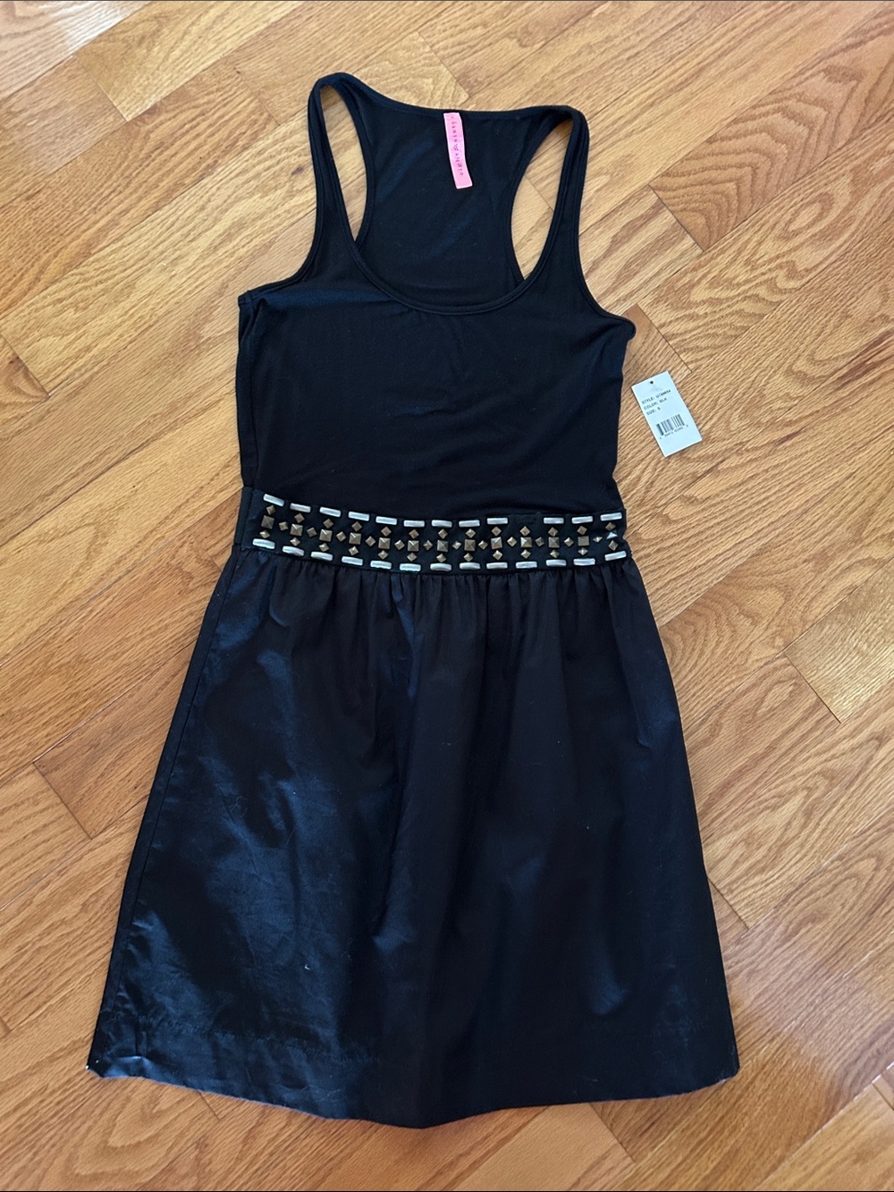 Eight Sixty Black Tank & Satin Skirt Dress with Studded Waist